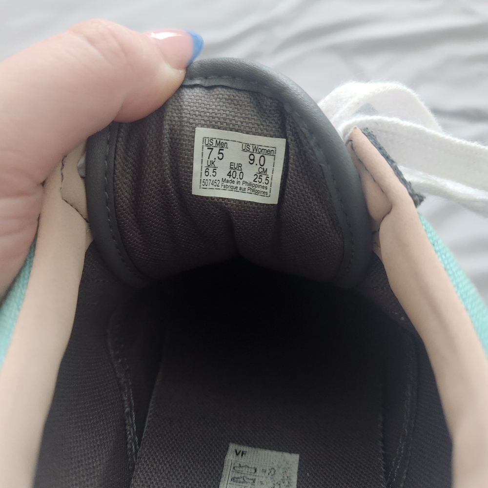 Vans Teal and Gray Shoes with White Laces - Picture 4 of 4